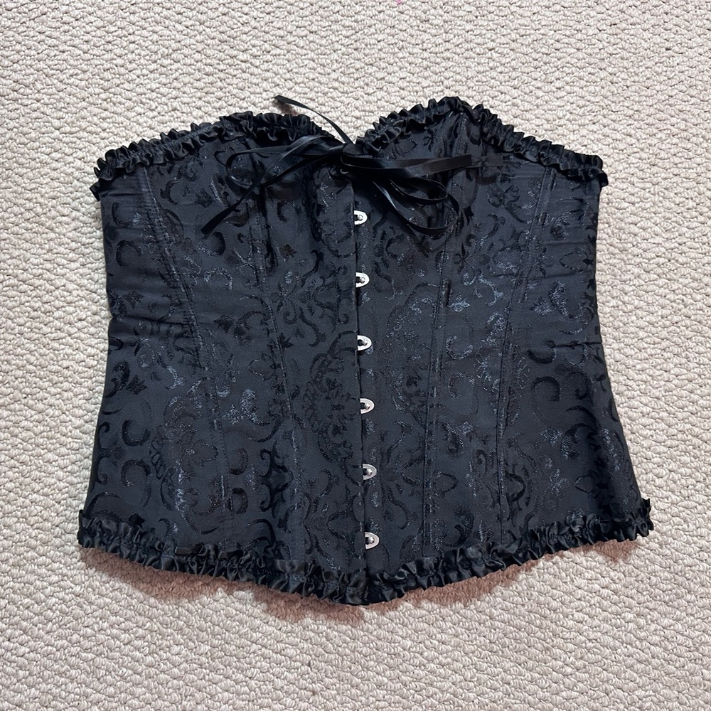 Black Brocade Corset Top